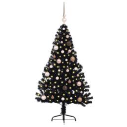 Berkfield Home Beautiful Artificial Pre-lit Christmas Tree Black 150 cm PVC