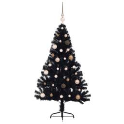 Berkfield Home Beautiful Artificial Pre-lit Christmas Tree Black 150 cm PVC - thumbnail 4