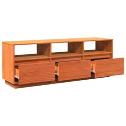 Berkfield Home TV Cabinet Wax Brown 140x37x50 cm Solid Wood Pine - Size: 140 x 37 x 50 cm - thumbnail 9