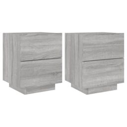 Berkfield Home Bedside Cabinets with LED Lights 2 pcs Grey Sonoma Engineered Wood - thumbnail 2