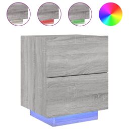 Berkfield Home Bedside Cabinets with LED Lights 2 pcs Grey Sonoma Engineered Wood - thumbnail 5