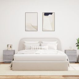 Berkfield Home Bedside Cabinets with LED Lights 2 pcs Grey Sonoma Engineered Wood - thumbnail 3