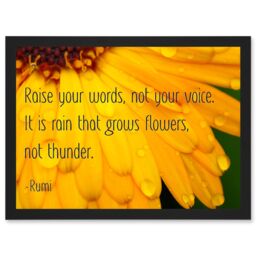 Artery8 Quote Typography Words Raise Your Words Not Voice Thunder Rumi Artwork Framed Wall Art Print A4 in Black - thumbnail 1
