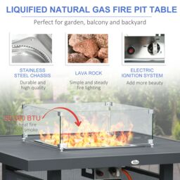 OUTSUNNY 6-Piece Garden Furniture Set with Firepit Table Outdoor Sofa Aluminium in Grey - thumbnail 4