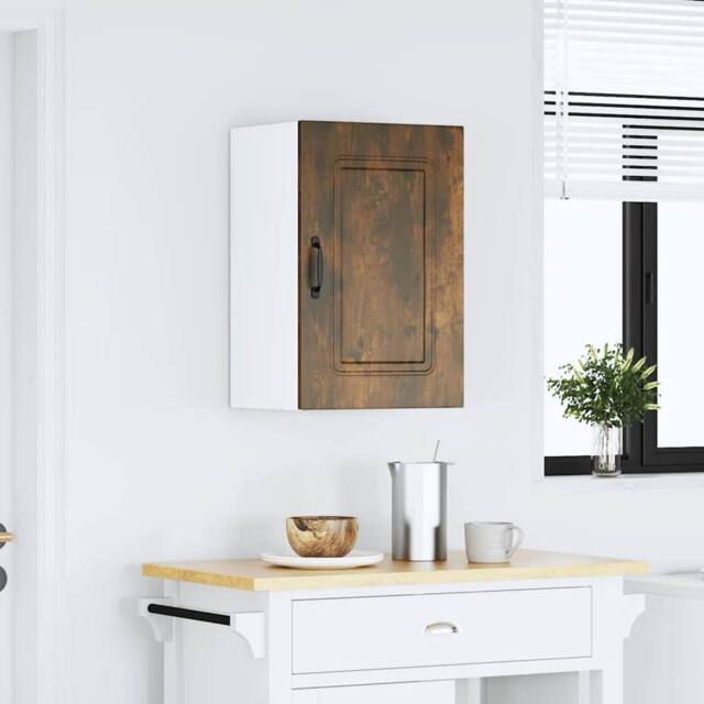 Berkfield Home Kitchen Wall Cabinet Kalmar Smoked Oak Engineered Wood in Brown - image 1