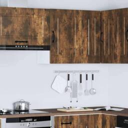 Berkfield Home Kitchen Wall Cabinet Kalmar Smoked Oak Engineered Wood in Brown - thumbnail 4