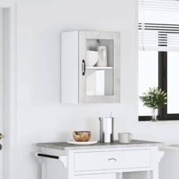 Berkfield Home Kitchen Wall Cabinet with Glass Door¬†Porto Concrete Grey