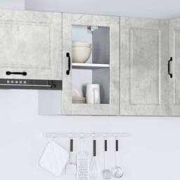 Berkfield Home Kitchen Wall Cabinet with Glass Door¬†Porto Concrete Grey - thumbnail 4