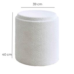 CARME HOME Hailey Ivory Bouclé Fabric Storage Stool Decor For Living Room Bedroom Ottoman Footstool Upholstered in White - thumbnail 6