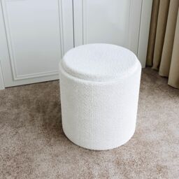 CARME HOME Hailey Ivory Bouclé Fabric Storage Stool Decor For Living Room Bedroom Ottoman Footstool Upholstered in White - thumbnail 2