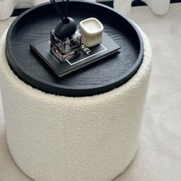 CARME HOME Hailey Ivory Bouclé Fabric Storage Stool Decor For Living Room Bedroom Ottoman Footstool Upholstered in White - thumbnail 4