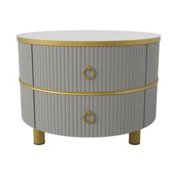 BTM Round Nesting Coffee Tables with 2 Drawers, 2-in-1 Set in Grey - thumbnail 9