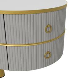 BTM Round Nesting Coffee Tables with 2 Drawers, 2-in-1 Set in Grey - thumbnail 6