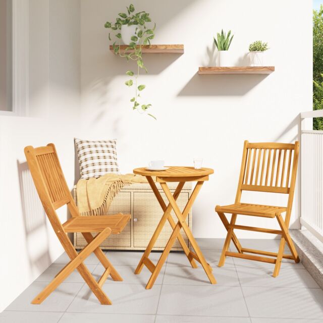 Berkfield Home 3-Piece Garden Bistro Set in Solid Acacia Wood in Brown - image 1