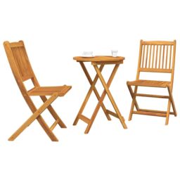Berkfield Home 3-Piece Garden Bistro Set in Solid Acacia Wood in Brown - thumbnail 3