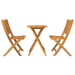 Berkfield Home 3-Piece Garden Bistro Set in Solid Acacia Wood in Brown - thumbnail 7