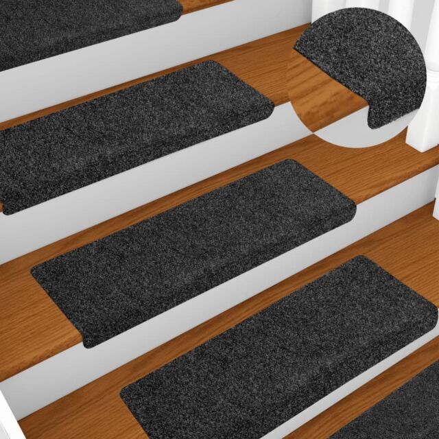 Berkfield Home Stair Mats 5 pcs Grey 65x21x4 cm Needle Punch - Size: Medium - image 1