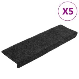 Berkfield Home Stair Mats 5 pcs Grey 65x21x4 cm Needle Punch - Size: Medium - thumbnail 2