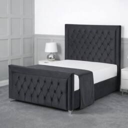 Living Comfort Bedz Ember Upholstered Gas Lift Storage Bed with 48 Inch Headboard in Charcoal - Size: Single - thumbnail 1