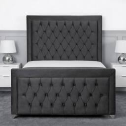 Living Comfort Bedz Ember Upholstered Gas Lift Storage Bed with 48 Inch Headboard in Charcoal - Size: Single - thumbnail 2
