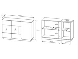 Vente-unique MURARI Sideboard - 3 Doors - With Leds - High - Gloss White & Oak in Light Oak - thumbnail 9