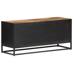 Berkfield Home TV Cabinet 90x30x40 cm Rough Mango Wood & Natural Cane in Brown - Size: 90 x 30 x 40 cm - thumbnail 4