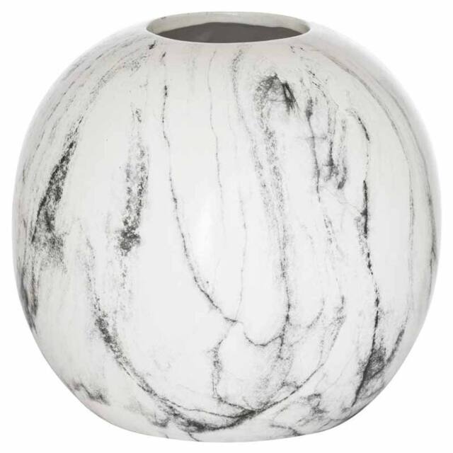 Lemon Pavilion Furniture and Decor Marble Pudding Vase - Ceramic - L25 x W25 x H23 cm - Grey/White in White - image 1