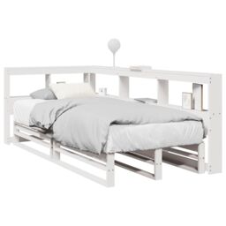 Berkfield Home Bookcase Bed without Mattress White 75x190cm Solid Wood Pine - Size: 75x190 cm - thumbnail 1