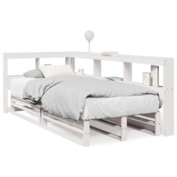 Berkfield Home Bookcase Bed without Mattress White 75x190cm Solid Wood Pine - Size: 75x190 cm - thumbnail 2
