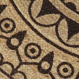 Berkfield Home Handmade Rug Jute with Dark Brown Print 150 cm - Size: Medium - thumbnail 4