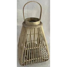 Lemon Pavilion Furniture and Decor Large Peardrop Lantern with Glass Holder - Wicker - L29 x W29 x H40 cm in Light Brown - thumbnail 1