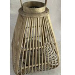 Lemon Pavilion Furniture and Decor Large Peardrop Lantern with Glass Holder - Wicker - L29 x W29 x H40 cm in Light Brown - thumbnail 2