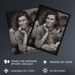 "Artery8 Migrant Mother Nipomo California Lange Framed Wall Art Print in Grey - Size: W12"" x H16""" - thumbnail 2