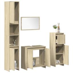 Berkfield Home Practical 4 Piece Bathroom Furniture Set Sonoma Oak Engineered Wood in Light Tan - thumbnail 2