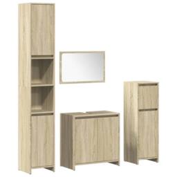 Berkfield Home Practical 4 Piece Bathroom Furniture Set Sonoma Oak Engineered Wood in Light Tan - thumbnail 3