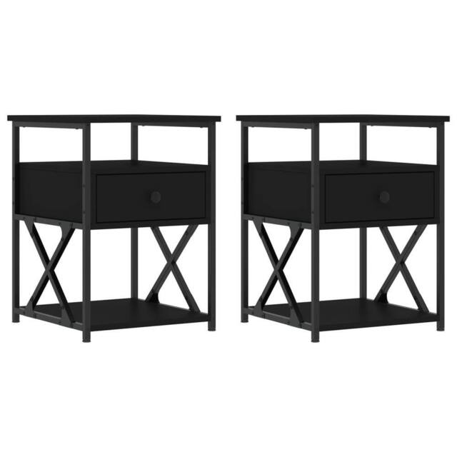 Berkfield Home Bedside Cabinets 2 pcs Black 40x42x55 cm Engineered Wood - Size: 40 x 42 x 55 cm - image 1