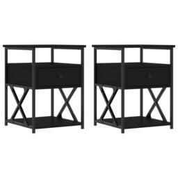Berkfield Home Bedside Cabinets 2 pcs Black 40x42x55 cm Engineered Wood - Size: 40 x 42 x 55 cm - thumbnail 1
