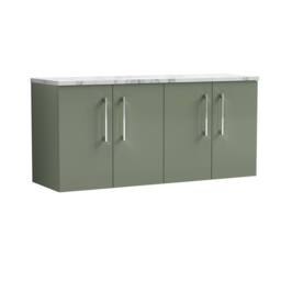 Balterley Level 1200mm Wall Hung Vanity Unit with Laminate Worktop - Satin Green