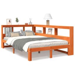 Berkfield Home Bookcase Bed without Mattress Wax Brown 120x190 cm Solid Wood Pine - thumbnail 2