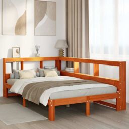 Berkfield Home Bookcase Bed without Mattress Wax Brown 120x190 cm Solid Wood Pine - thumbnail 1