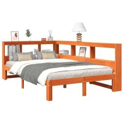 Berkfield Home Bookcase Bed without Mattress Wax Brown 120x190 cm Solid Wood Pine - thumbnail 3