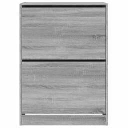 Berkfield Home Shoe Cabinet with 2 Flip-Drawers Grey Sonoma 80x42x108 cm - Size: 80 x 42 x 108 cm - thumbnail 6