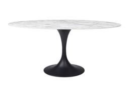 Vente-unique 8-Person Ceramic & Black Metal Dining Table - White Marble Effect - thumbnail 5