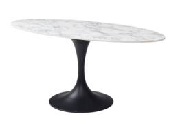 Vente-unique 8-Person Ceramic & Black Metal Dining Table - White Marble Effect - thumbnail 6