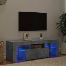 Berkfield Home TV Cabinet with LED Lights Concrete Grey 120x35x40 cm - Size: 120 x 35 x 40 cm - thumbnail 2