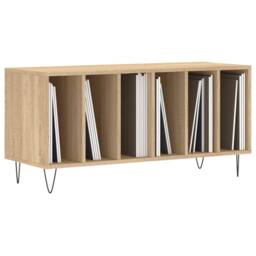 Berkfield Home Record Cabinet Sonoma Oak 100x38x48 cm Engineered Wood in Tan - Size: 100 x 38 x 48 cm - thumbnail 3