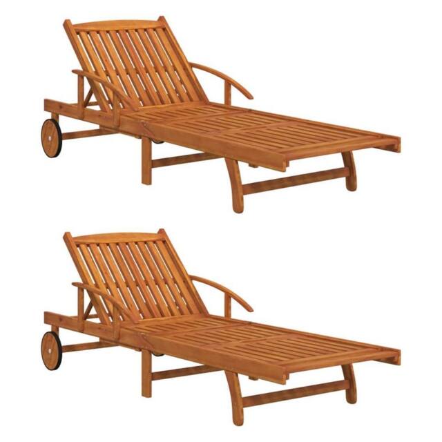 Berkfield Home Sun Loungers 2 pcs Solid Wood Acacia in Brown - image 1
