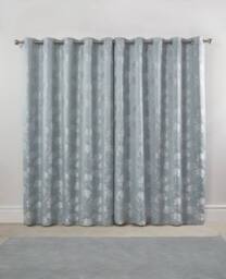 New Edge Blinds English Garden Lined Eyelet Jacquard Curtains in Duck Egg Blue - Size: 228 cm width x 183 cm drop - thumbnail 3