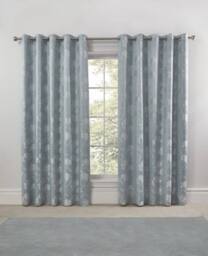 New Edge Blinds English Garden Lined Eyelet Jacquard Curtains in Duck Egg Blue - Size: 228 cm width x 183 cm drop - thumbnail 2