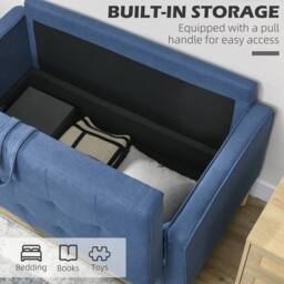STILVORA Sofa with Storage Blue Cotton - thumbnail 6